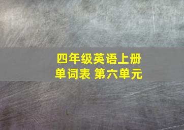 四年级英语上册单词表 第六单元